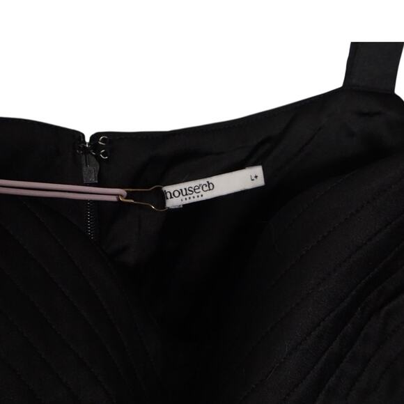 House of CB Kara Black Corset Satin Mini Dress L+ NWT Bustier Cocktail Party - Picture 5 of 11